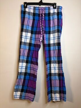 Aero Women's Purple & Blue Plaid Flannel Pajama Pants Size Small EUC #119